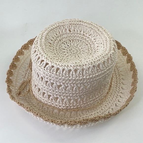 Augusta Hats Paper Crochet Hemmed Dual Color Packable Bowler Hat Size OS EUC - Picture 11 of 13